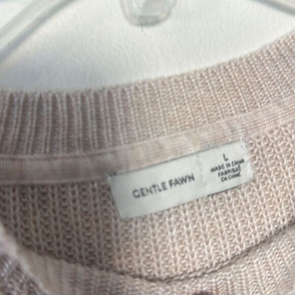 Gentle Fawn Beige Ribbed Crewneck Sweater L - Picture 4 of 5